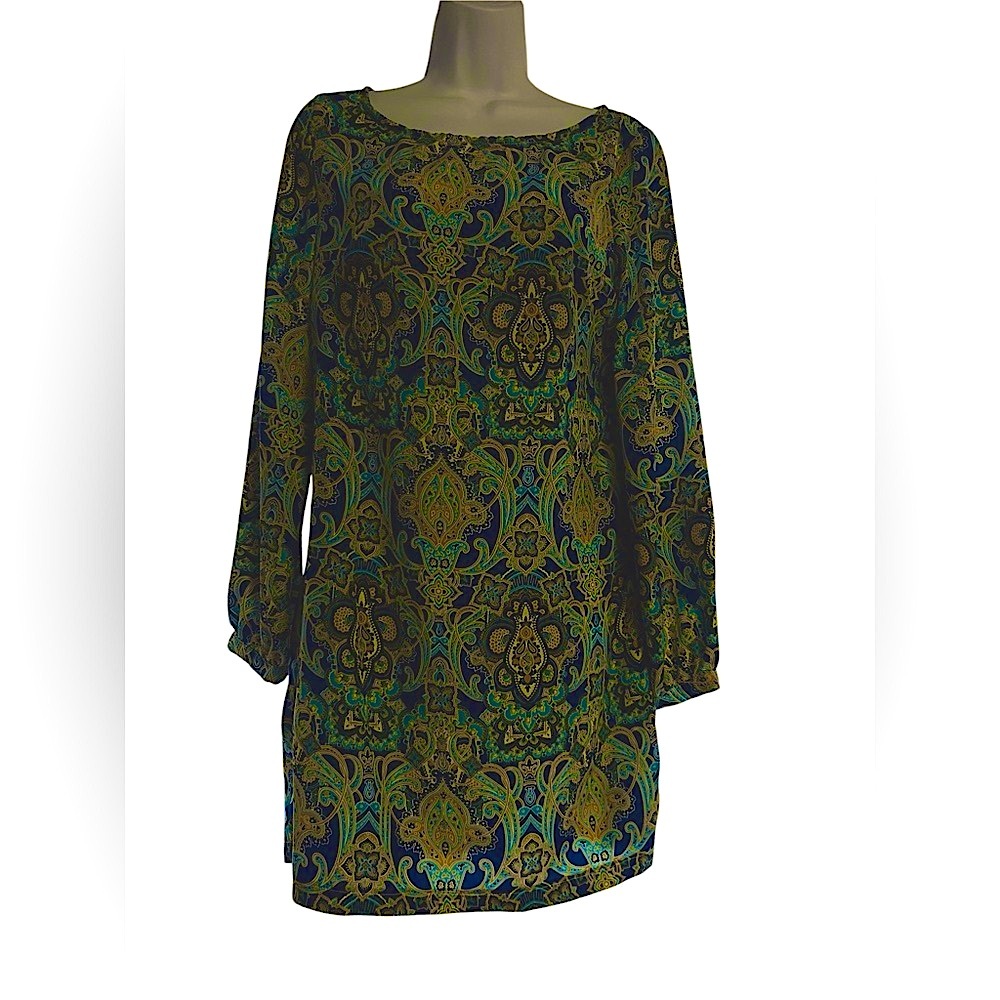 Elegant Paisley Print Dress Couture dress by Lovposh sz M - Picture 2 of 7